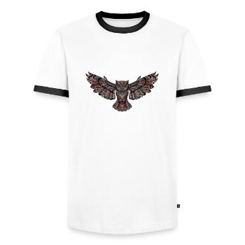Loli the decorated owl - Men's Ringer Shirt - white/black - Front - AI Model Female 172 light (172cm) & AI Model Male 178 dark (178cm)