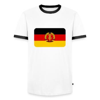 GDR FLAG round corner 400 dpi - T-shirt contrasté Homme - blanc/noir - Devant - AI Model Female 172 light (172cm) & AI Model Male 178 dark (178cm)