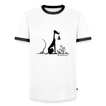 My mouse! - Men's Ringer Shirt - white/black - Front - AI Model Female 172 light (172cm) & AI Model Male 178 dark (178cm)