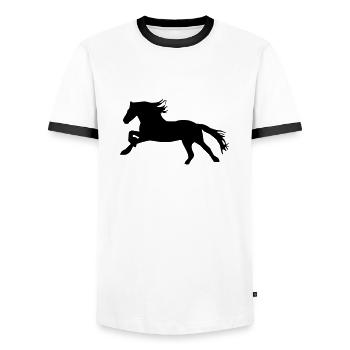 pferd - Men's Ringer Shirt - white/black - Front - AI Model Female 172 light (172cm) & AI Model Male 178 dark (178cm)