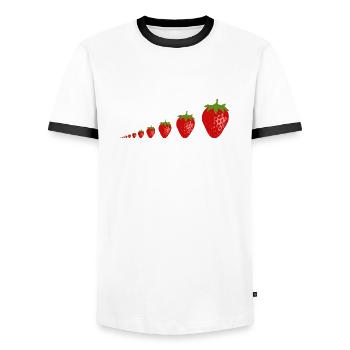 Erdbeeren - Männer Kontrast-T-Shirt - Weiß/Schwarz - Vorne - AI Model Female 172 light (172cm) & AI Model Male 178 dark (178cm)