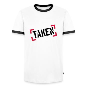klammern stempel rahmen cool balken 100 prozent ta - Männer Kontrast-T-Shirt - Weiß/Schwarz - Vorne - AI Model Female 172 light (172cm) & AI Model Male 178 dark (178cm)