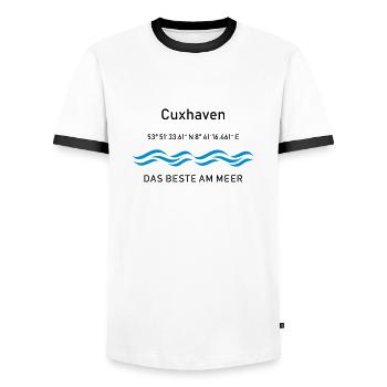 Cuxhaven - das beste am Meer - Männer Kontrast-T-Shirt - Weiß/Schwarz - Vorne - AI Model Female 172 light (172cm) & AI Model Male 178 dark (178cm)