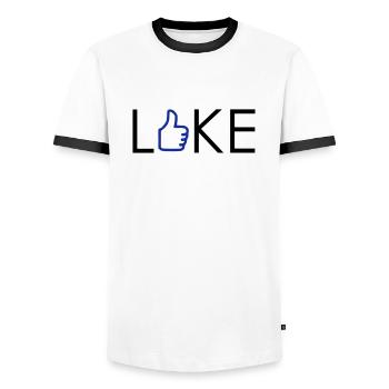 J'aime - J'aime - pouces vers le haut - T-shirt contrasté Homme - blanc/noir - Devant - AI Model Female 172 light (172cm) & AI Model Male 178 dark (178cm)