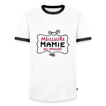 Meilleure MAMIE du monde (2c) - Men's Ringer Shirt - white/black - Front - AI Model Female 172 light (172cm) & AI Model Male 178 dark (178cm)