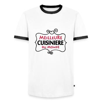 Meilleure CUISINIERE du monde (2c) - Men's Ringer Shirt - white/black - Front - AI Model Female 172 light (172cm) & AI Model Male 178 dark (178cm)