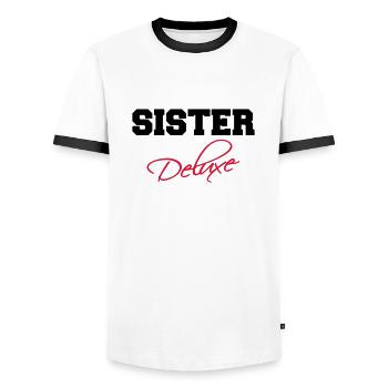 Sister Deluxe - Men's Ringer Shirt - white/black - Front - AI Model Female 172 light (172cm) & AI Model Male 178 dark (178cm)