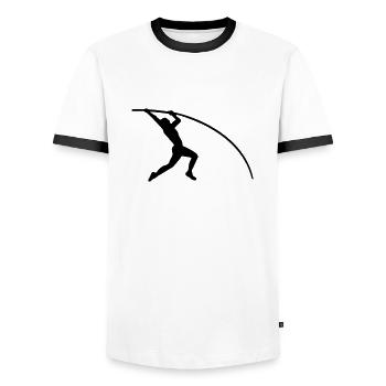 Saut à la perche - T-shirt contrasté Homme - blanc/noir - Devant - AI Model Female 172 light (172cm) & AI Model Male 178 dark (178cm)