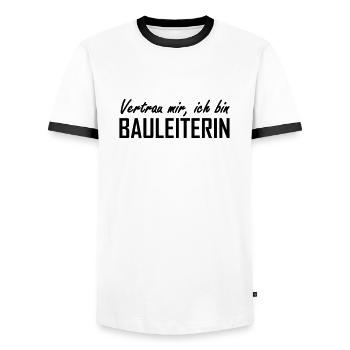 vertrau mir, ich bin bauleiterin - Männer Kontrast-T-Shirt - Weiß/Schwarz - Vorne - AI Model Female 172 light (172cm) & AI Model Male 178 dark (178cm)