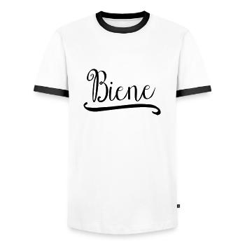 biene_1 - Männer Kontrast-T-Shirt - Weiß/Schwarz - Vorne - AI Model Female 172 light (172cm) & AI Model Male 178 dark (178cm)