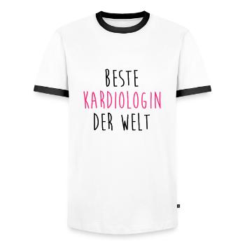 Kardiologe Kardiologin Kardiologie Arzt Medizin - Männer Kontrast-T-Shirt - Weiß/Schwarz - Vorne - AI Model Female 172 light (172cm) & AI Model Male 178 dark (178cm)