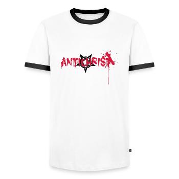 Antichrist Blood Petrangram - Männer Kontrast-T-Shirt - Weiß/Schwarz - Vorne - AI Model Female 172 light (172cm) & AI Model Male 178 dark (178cm)