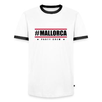 mallorca party crew - Men's Ringer Shirt - white/black - Front - AI Model Female 172 light (172cm) & AI Model Male 178 dark (178cm)