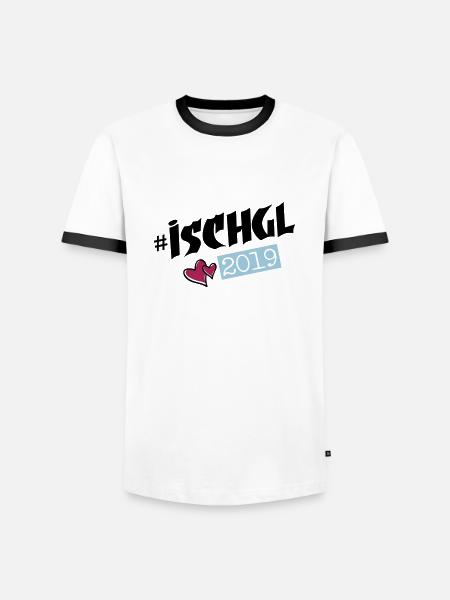ischgl 2019 herzchen - Männer Kontrast-T-Shirt - Weiß/Schwarz