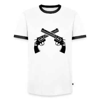 waffen - Männer Kontrast-T-Shirt - Weiß/Schwarz - Vorne - AI Model Female 172 light (172cm) & AI Model Male 178 dark (178cm)