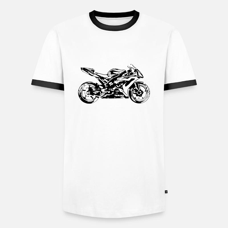 Motorrad - Männer Kontrast-T-Shirt - Weiß/Schwarz