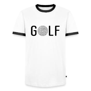 Golf - Männer Kontrast-T-Shirt - Weiß/Schwarz - Vorne - AI Model Female 172 light (172cm) & AI Model Male 178 dark (178cm)