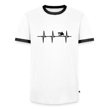 Heartbeat Parkour ECG - T-shirt contrasté Homme - blanc/noir - Devant - AI Model Female 172 light (172cm) & AI Model Male 178 dark (178cm)