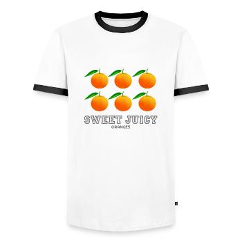Oranges, Orange, Juicy Oranges,Fruit,Sweet Oranges - Men's Ringer Shirt - white/black - Front - AI Model Female 172 light (172cm) & AI Model Male 178 dark (178cm)