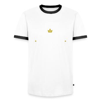 Papa de l'année - T-shirt contrasté Homme - blanc/noir - Devant - AI Model Female 172 light (172cm) & AI Model Male 178 dark (178cm)