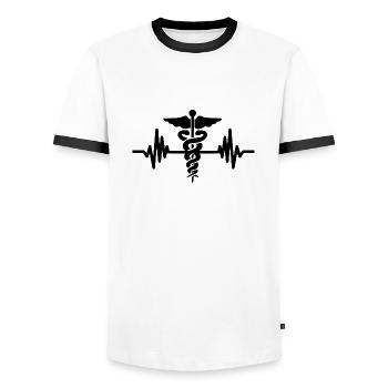 Nurse Krankenschwester Doctor - Männer Kontrast-T-Shirt - Weiß/Schwarz - Vorne - AI Model Female 172 light (172cm) & AI Model Male 178 dark (178cm)