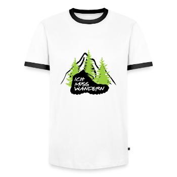 ICH MUSS WANDERN - Männer Kontrast-T-Shirt - Weiß/Schwarz - Vorne - AI Model Female 172 light (172cm) & AI Model Male 178 dark (178cm)