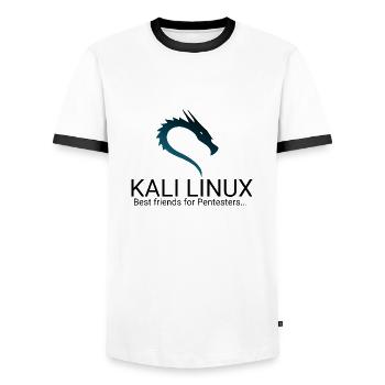 Kali Linux - Men's Ringer Shirt - white/black - Front - AI Model Female 172 light (172cm) & AI Model Male 178 dark (178cm)