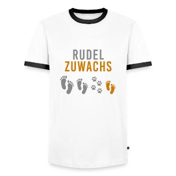 Babybauch Schwangerschaft Rudelzuwachs Hund Kind - Männer Kontrast-T-Shirt - Weiß/Schwarz - Vorne - AI Model Female 172 light (172cm) & AI Model Male 178 dark (178cm)