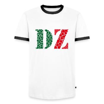 DZ - Men's Ringer Shirt - white/black - Front - AI Model Female 172 light (172cm) & AI Model Male 178 dark (178cm)