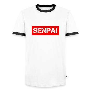 Senpai lettering Anime Love - Men's Ringer Shirt - white/black - Front - AI Model Female 172 light (172cm) & AI Model Male 178 dark (178cm)