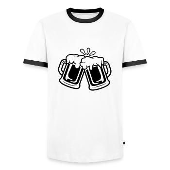 Anstoßen Bier Krüge - Männer Kontrast-T-Shirt - Weiß/Schwarz - Vorne - AI Model Female 172 light (172cm) & AI Model Male 178 dark (178cm)