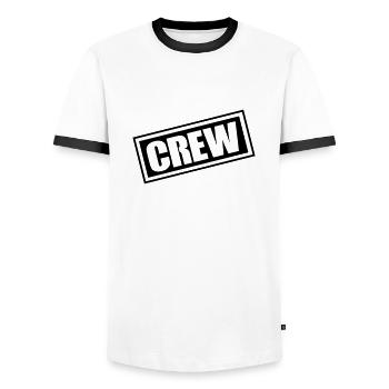 Crew - Men's Ringer Shirt - white/black - Front - AI Model Female 172 light (172cm) & AI Model Male 178 dark (178cm)
