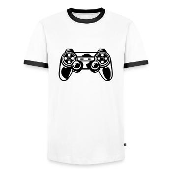 Retro Console Controller Gamer - Men's Ringer Shirt - white/black - Front - AI Model Female 172 light (172cm) & AI Model Male 178 dark (178cm)
