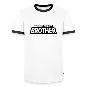 Worlds okayest Brother Text - Männer Kontrast-T-Shirt - Weiß/Schwarz - Vorne - AI Model Female 172 light (172cm) & AI Model Male 178 dark (178cm)