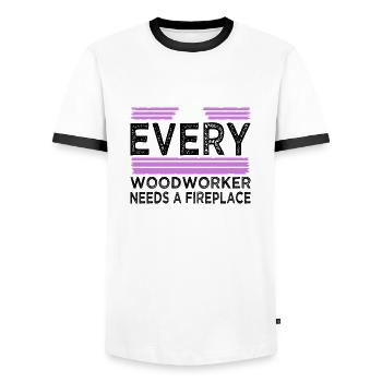 happy cool logging lumberjackwoodworking - Männer Kontrast-T-Shirt - Weiß/Schwarz - Vorne - AI Model Female 172 light (172cm) & AI Model Male 178 dark (178cm)