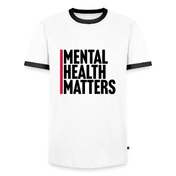 mental health matters quote - Men's Ringer Shirt - white/black - Front - AI Model Female 172 light (172cm) & AI Model Male 178 dark (178cm)