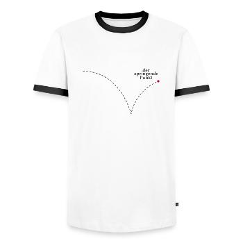Der springende Punkt - Männer Kontrast-T-Shirt - Weiß/Schwarz - Vorne - AI Model Female 172 light (172cm) & AI Model Male 178 dark (178cm)