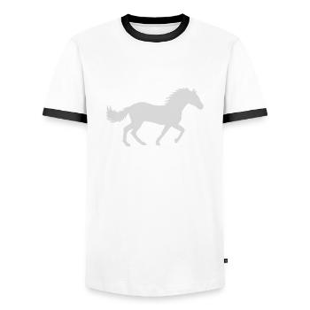 Racing Horse Silhouette Design - Men's Ringer Shirt - white/black - Front - AI Model Female 172 light (172cm) & AI Model Male 178 dark (178cm)