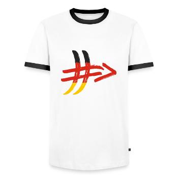 Deutschland Flagge Deutschlandflagge Hashtag EM WM - Männer Kontrast-T-Shirt - Weiß/Schwarz - Vorne - AI Model Female 172 light (172cm) & AI Model Male 178 dark (178cm)