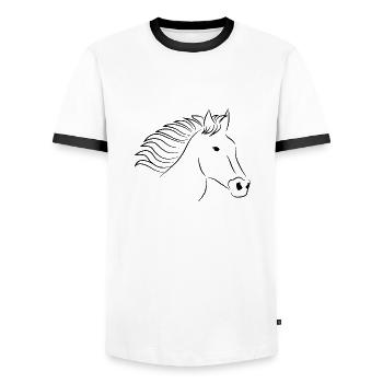 Horse horse head black - Men's Ringer Shirt - white/black - Front - AI Model Female 172 light (172cm) & AI Model Male 178 dark (178cm)