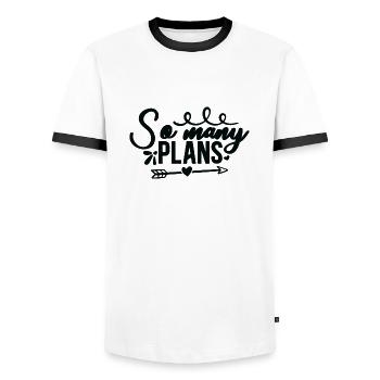Tant de plans - T-shirt contrasté Homme - blanc/noir - Devant - AI Model Female 172 light (172cm) & AI Model Male 178 dark (178cm)
