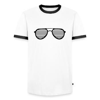 lunettes de soleil - T-shirt contrasté Homme - blanc/noir - Devant - AI Model Female 172 light (172cm) & AI Model Male 178 dark (178cm)