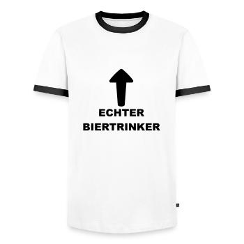 Lustiges "Echter Biertrinker" Design - Männer Kontrast-T-Shirt - Weiß/Schwarz - Vorne - AI Model Female 172 light (172cm) & AI Model Male 178 dark (178cm)