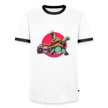 Breakdance Turtle Loco Animal Squad - Men's Ringer Shirt - white/black - Front - AI Model Female 172 light (172cm) & AI Model Male 178 dark (178cm)
