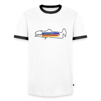Truite arc-en-ciel, Truite, Poisson - T-shirt contrasté Homme - blanc/noir - Devant - AI Model Female 172 light (172cm) & AI Model Male 178 dark (178cm)