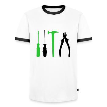 werkzeug - Männer Kontrast-T-Shirt - Weiß/Schwarz - Vorne - AI Model Female 172 light (172cm) & AI Model Male 178 dark (178cm)