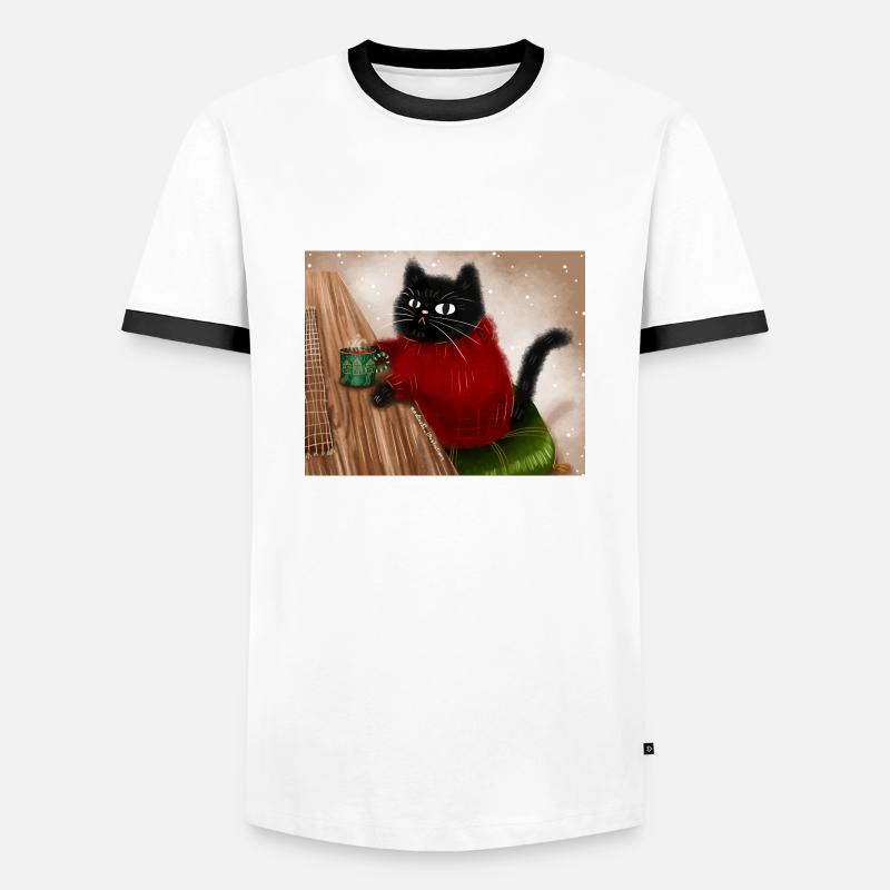 Chat en pull - T-shirt contrasté Homme - blanc/noir