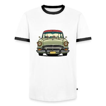 Classic car - Men's Ringer Shirt - white/black - Front - AI Model Female 172 light (172cm) & AI Model Male 178 dark (178cm)