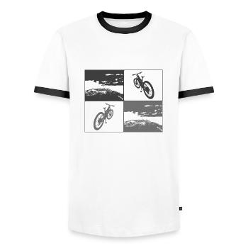 MTB Pop Art no BG - Männer Kontrast-T-Shirt - Weiß/Schwarz - Vorne - AI Model Female 172 light (172cm) & AI Model Male 178 dark (178cm)