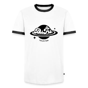 Planète Bufu - T-shirt contrasté Homme - blanc/noir - Devant - AI Model Female 172 light (172cm) & AI Model Male 178 dark (178cm)